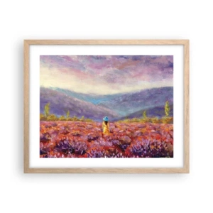 Poster in cornice rovere chiaro - Nel mondo di lavanda - 50x40 cm