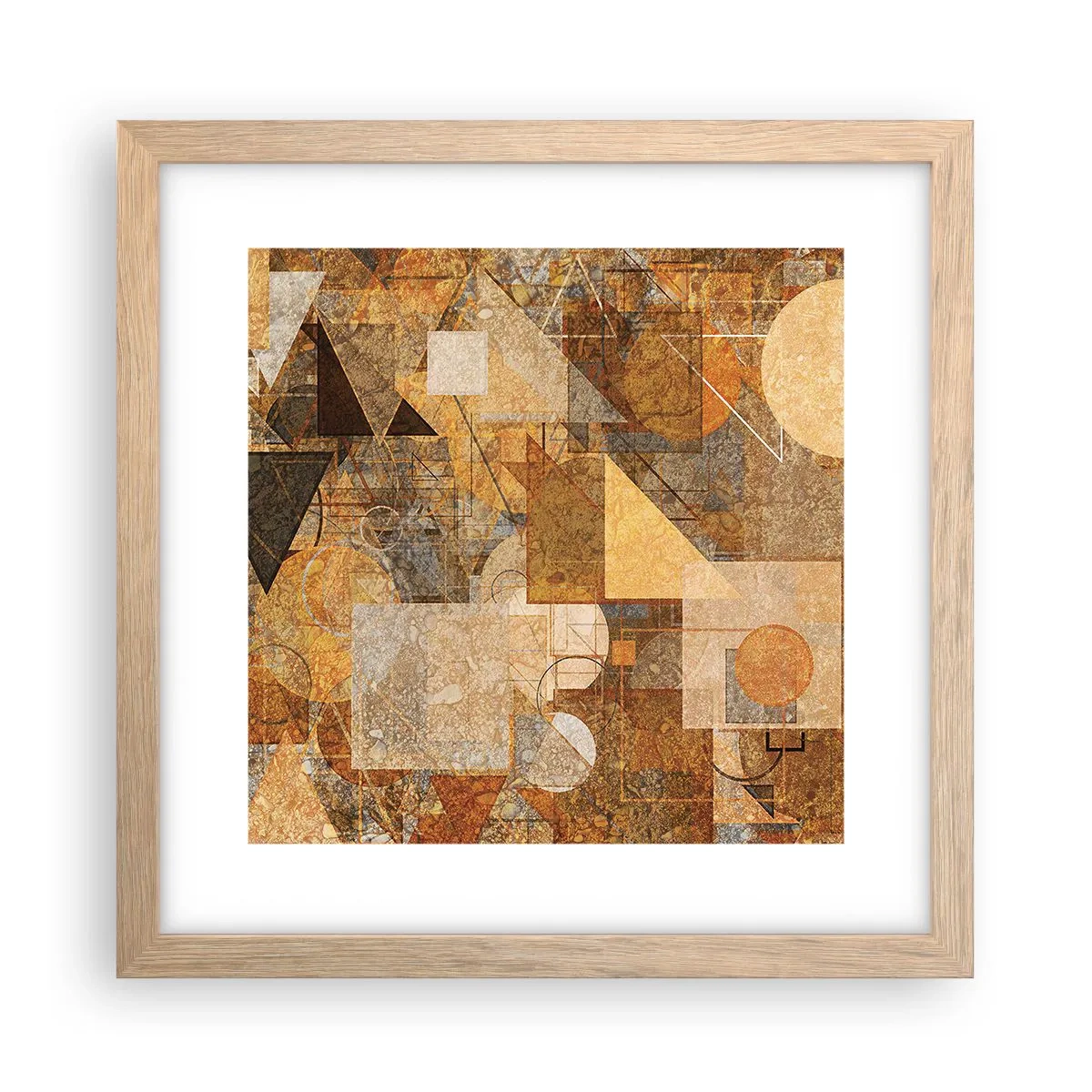 Poster in cornice rovere chiaro - Studio cubista in marrone - 30x30 cm
