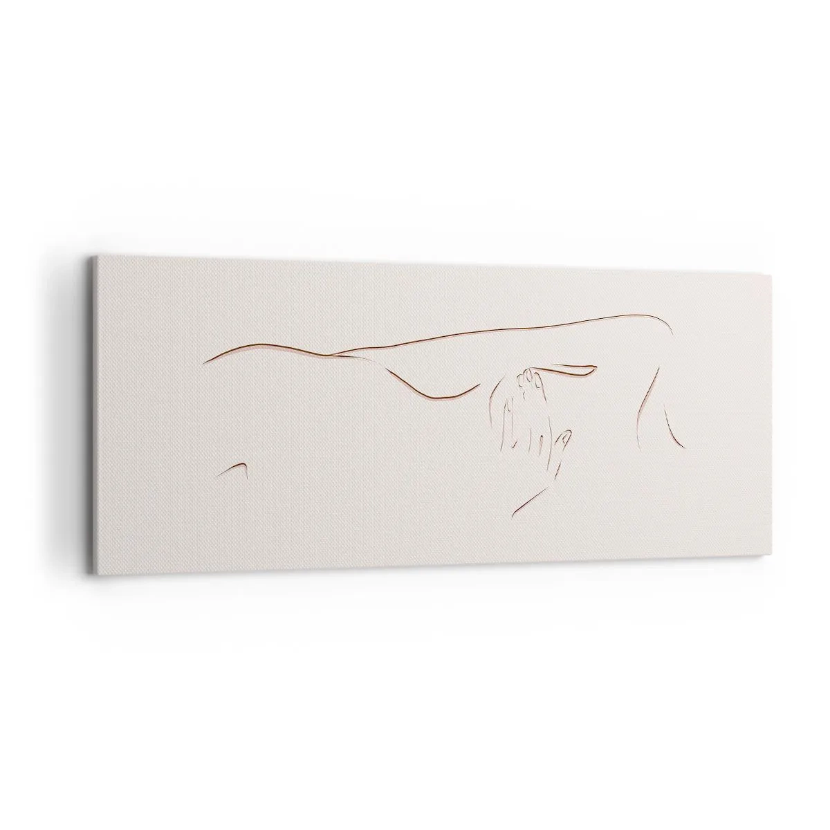 Quadro su tela - Stampe su Tela - Un disegno lineare e sottile di una silhouette su uno sfondo chiaro - 120x50cm - La forma del desiderio - Decorazione murale moderna per soggiorno e camera da letto ARTTOR