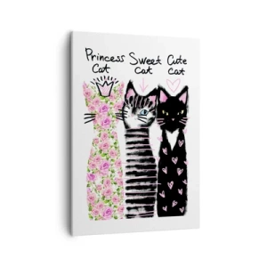 Quadro su tela - Stampe su Tela - Tre gatti con vari motivi artistici - 50x70cm - C'erano una volta tre gattini - Decorazione murale moderna per soggiorno e camera da letto ARTTOR