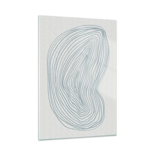 Quadro su vetro - Delicate linee blu creano una forma organica e fluida - 50x70cm - Il sorriso di una goccia - Decorazione murale moderna per soggiorno e camera da letto ARTTOR