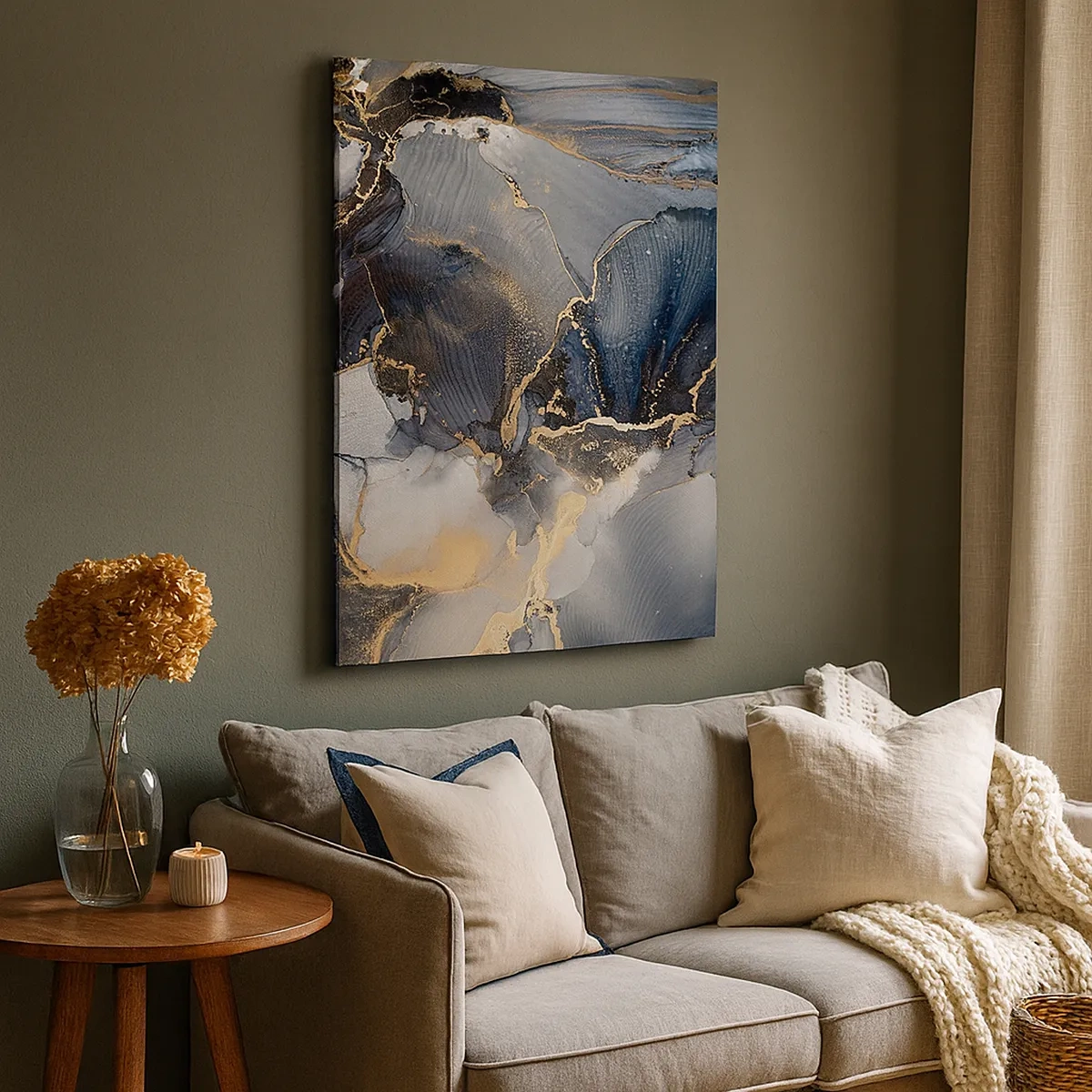 Quadro su tela - Stampe su Tela - Astratto oro e grigio su tela - 50x70cm - Vita di pietra - Decorazione murale moderna per soggiorno e camera da letto ARTTOR