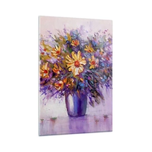 Quadro su vetro - Un mazzo di fiori in un vaso su uno sfondo pastello - 80x120cm - Odore dolce, aspetto dolce - Decorazione murale moderna per soggiorno e camera da letto ARTTOR