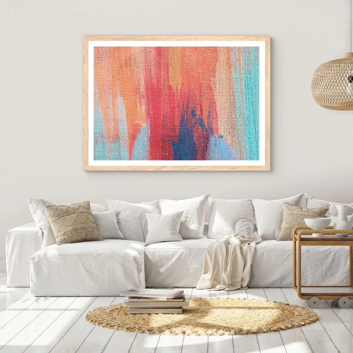 Poster in cornice rovere chiaro - Colando con l'arcobaleno - 91x61 cm