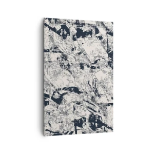 Quadro su tela - Stampe su Tela - Composizione astratta in bianco e nero con un layout dinamico - 80x120cm - La compenetrazione degli opposti - Decorazione murale moderna per soggiorno e camera da letto ARTTOR