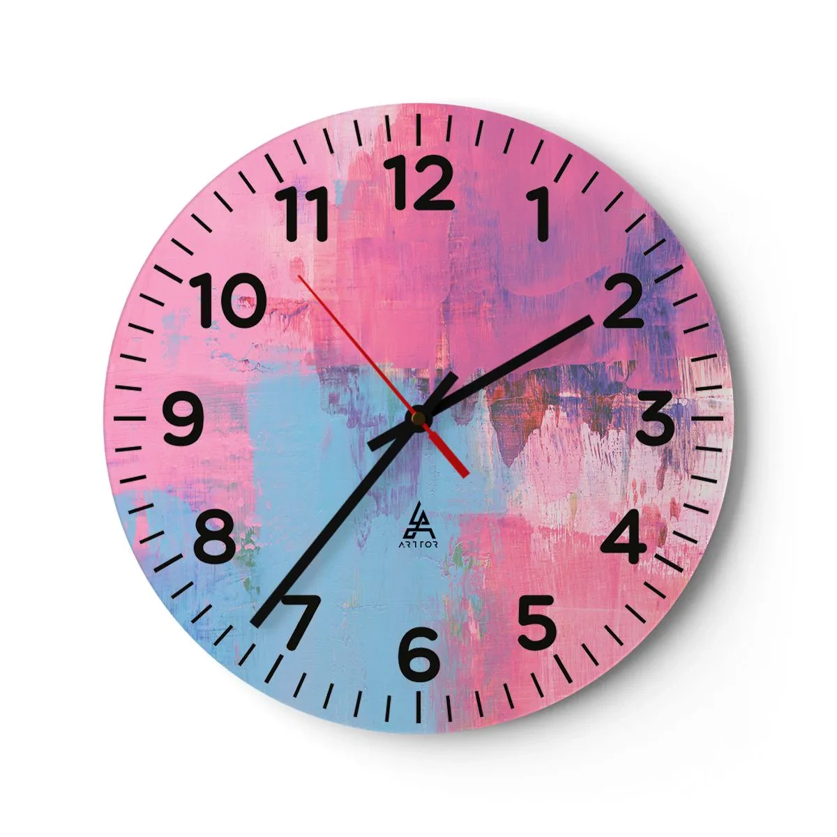 Orologio da parete - Orologio in Vetro - Rosa, blu e un pizzico di luce - 30x30 cm
