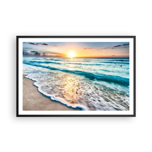 Poster in cornice nera - Tramonto sul mare - 91x61 cm