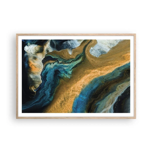 Poster in cornice rovere chiaro - Blu-oro: influenza reciproca - 100x70 cm