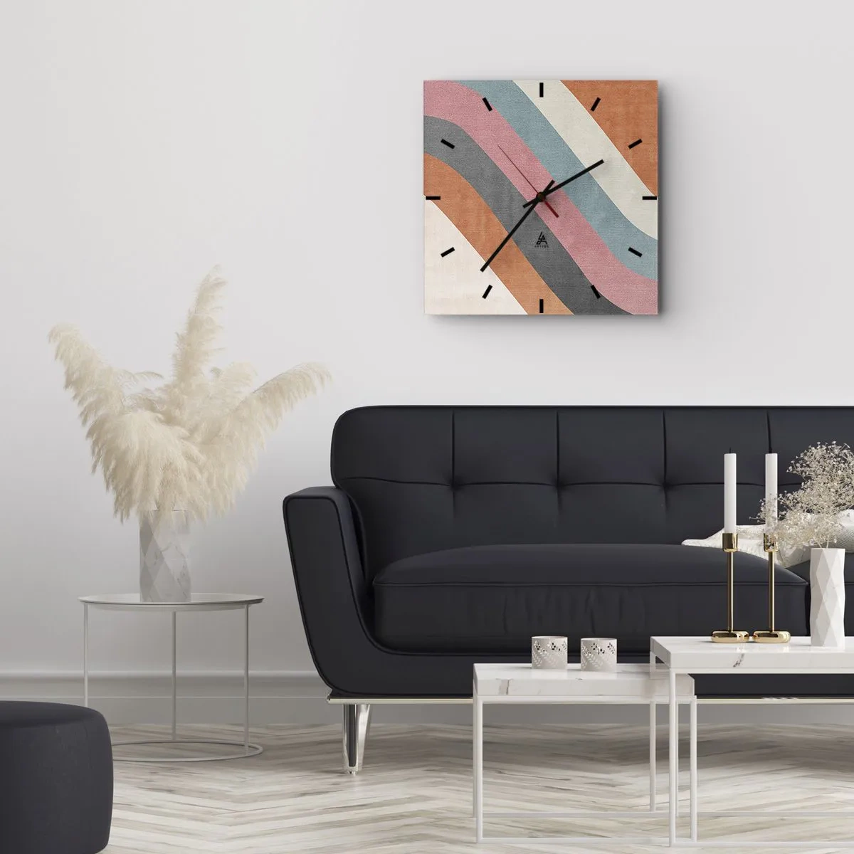 Orologio da parete - Orologio in Vetro - Composizione diagonale: movimento - 40x40 cm