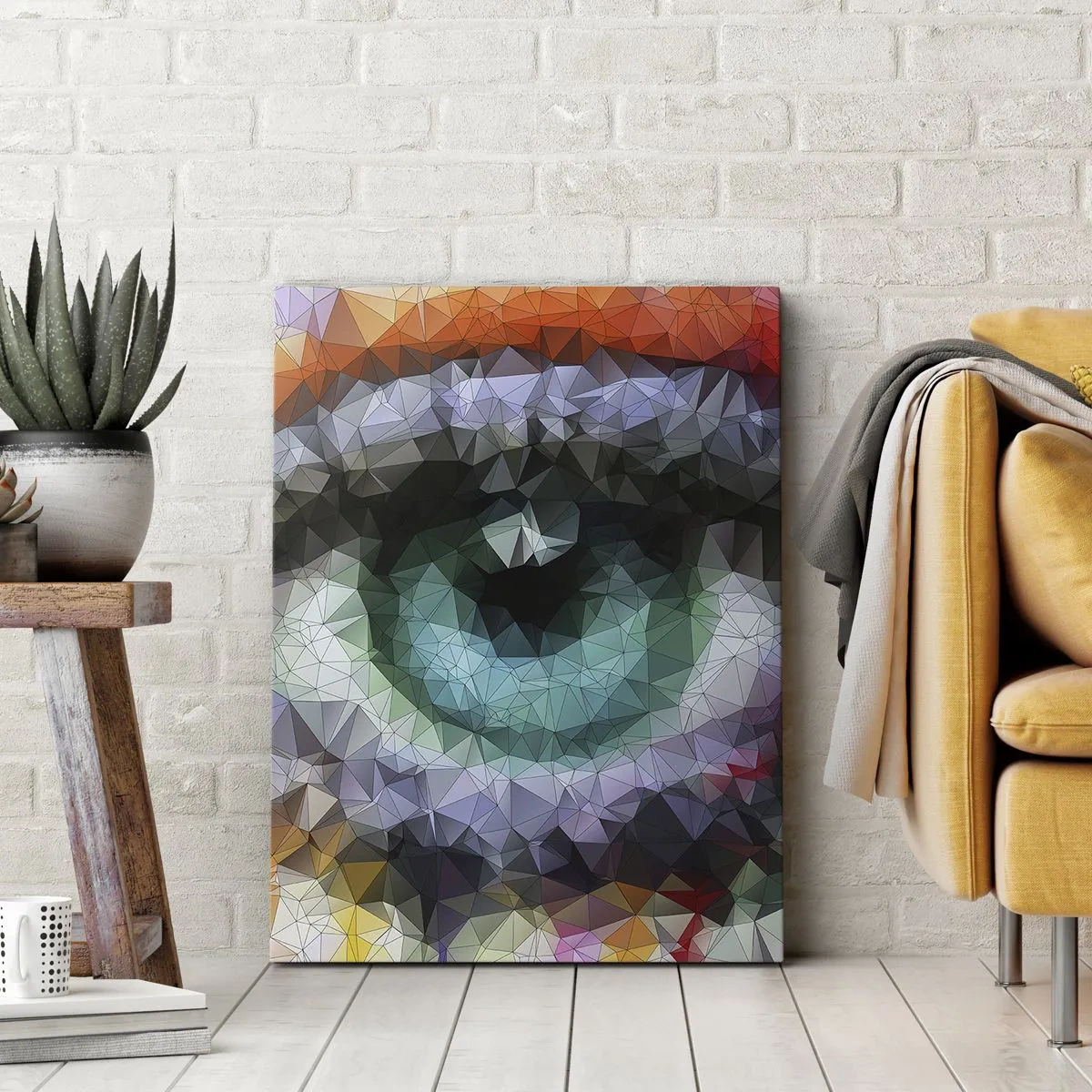 Quadro su tela - Stampe su Tela - Look geometrico con occhio verde - 50x70cm - Luce dell'occhio di cristallo - Decorazione murale moderna per soggiorno e camera da letto ARTTOR