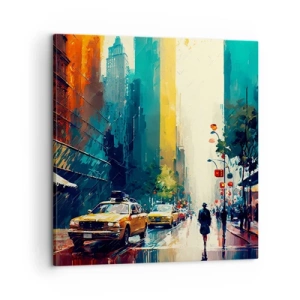 Quadro su tela - Stampe su Tela - New York: qui anche la pioggia è colorata - 60x60 cm