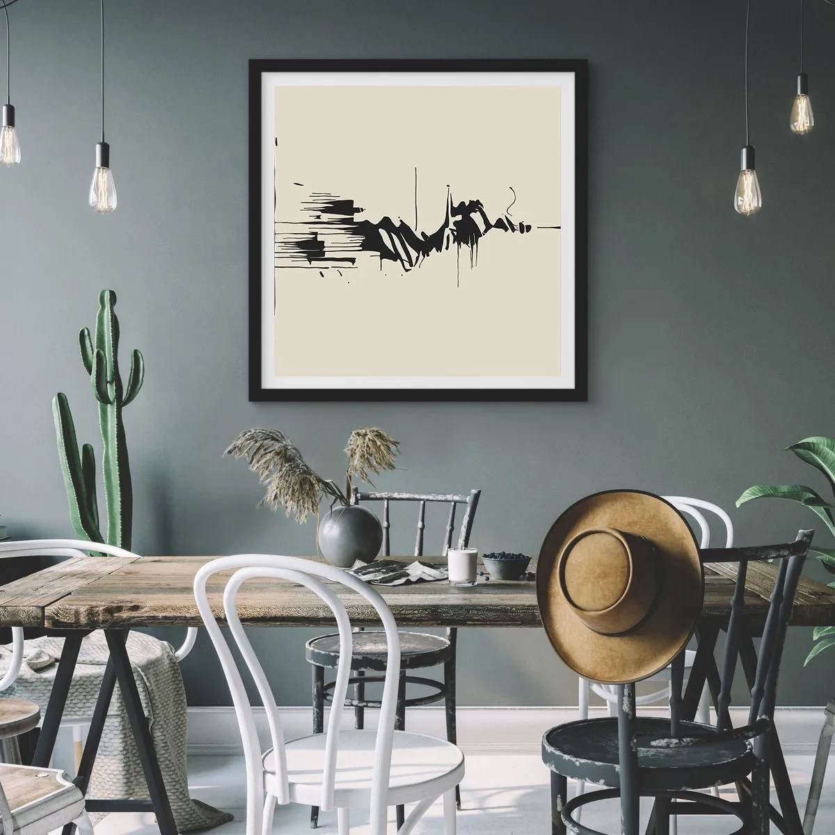 Poster in cornice nera - Astrazione frettolosa - 60x60 cm