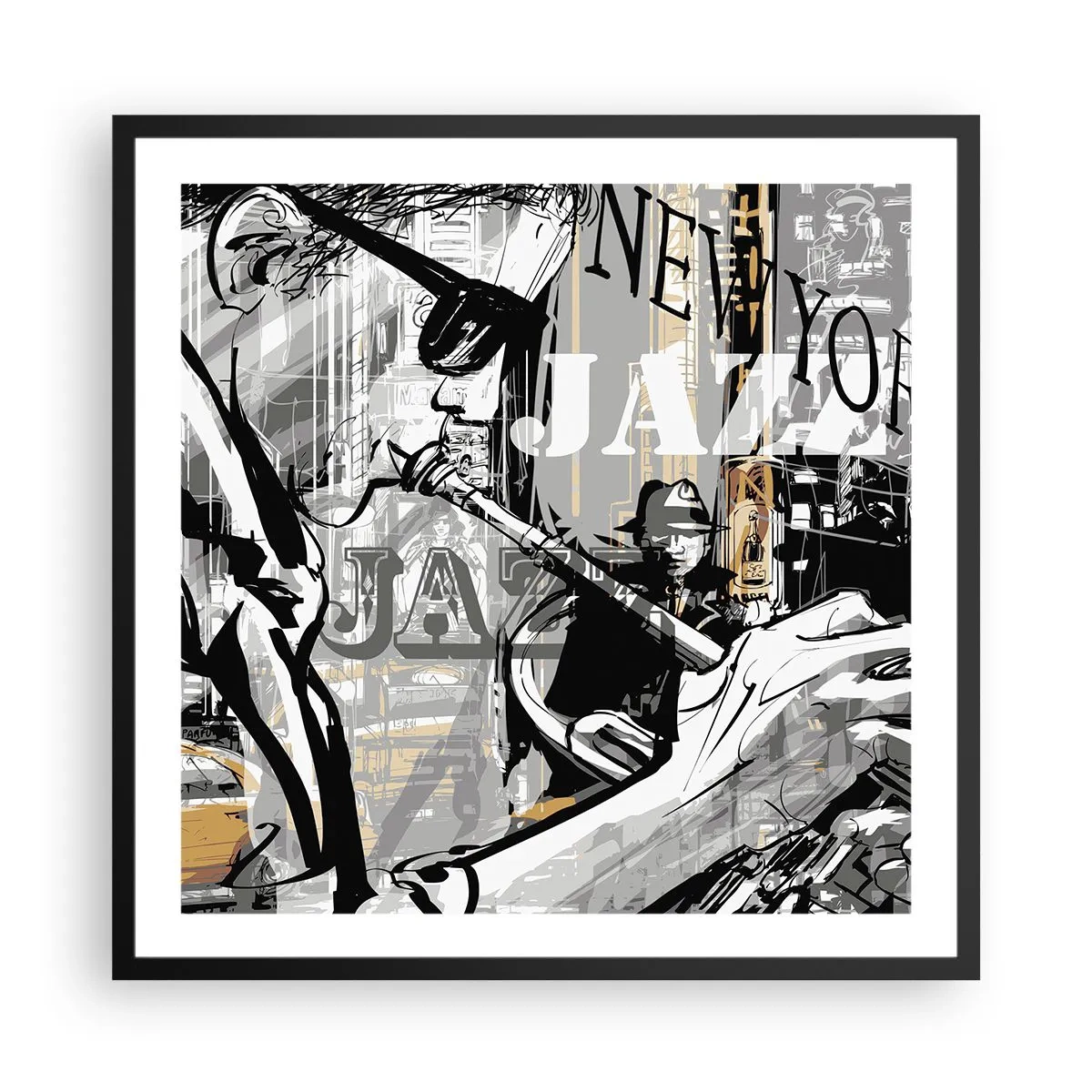 Poster in cornice nera - Al ritmo di New York - 60x60 cm