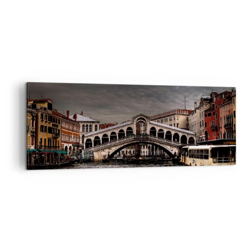 Quadro su tela - Stampe su Tela - Ponte di Rialto a Venezia sul Canal Grande, architettura classica. - 140x50cm - Promessa di una sera a Venezia - Decorazione murale moderna per soggiorno e camera da letto ARTTOR