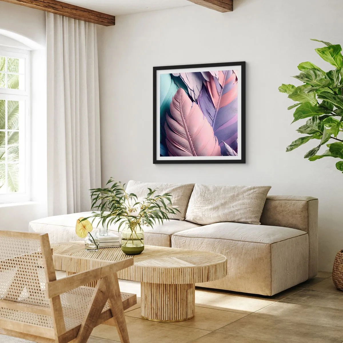 Poster in cornice nera - Eleganza per uccelli - 30x30 cm