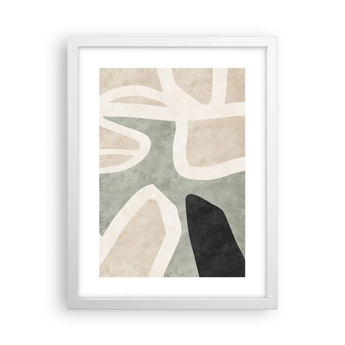 Poster in cornice bianca - Composizione con motivi in nero - 30x40 cm