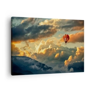 Quadro su tela - Stampe su Tela - Un pallone sullo sfondo di nuvole spettacolari - 70x50cm - Volo perché voglio - Decorazione murale moderna per soggiorno e camera da letto ARTTOR