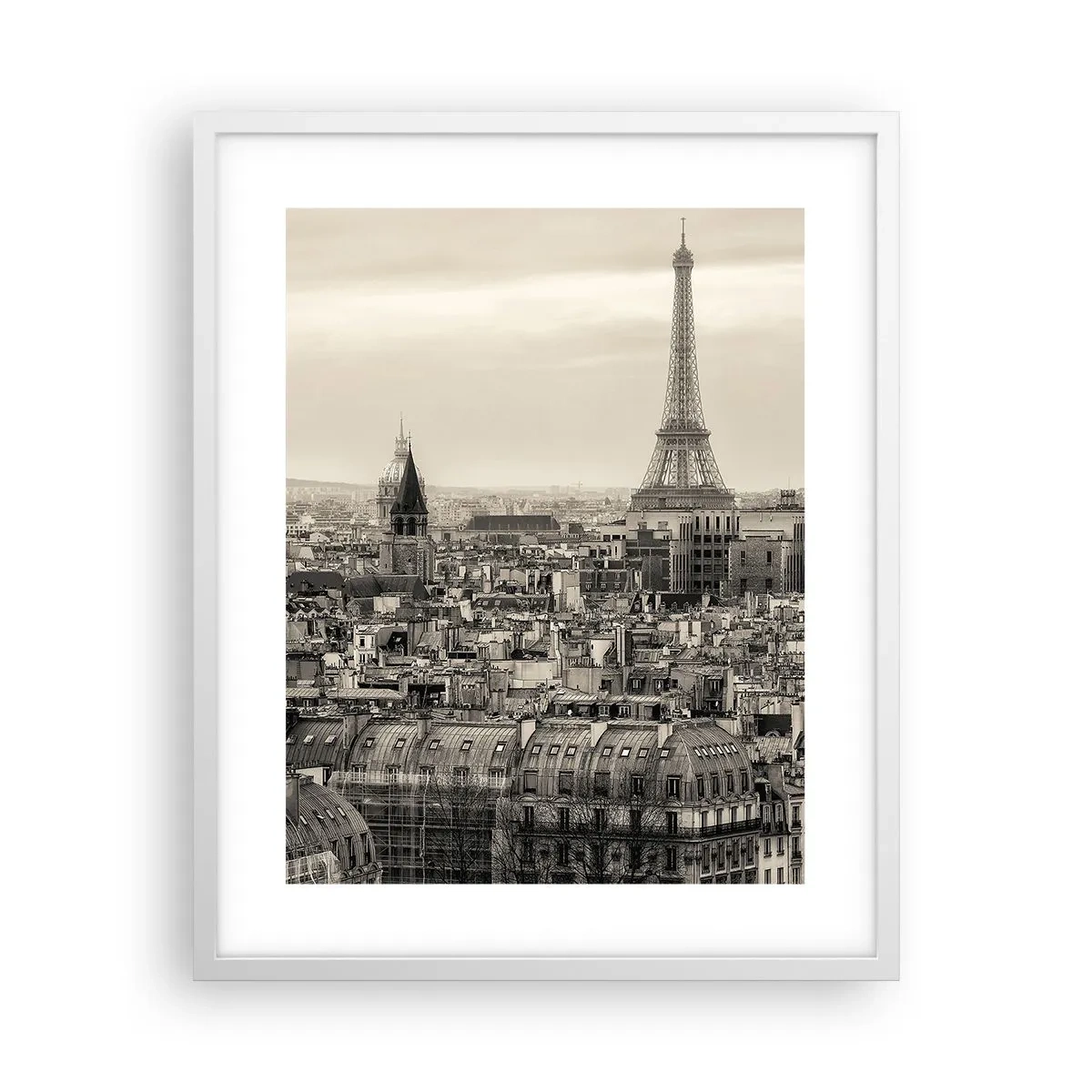 Poster in cornice bianca - Sui tetti di Parigi - 40x50 cm