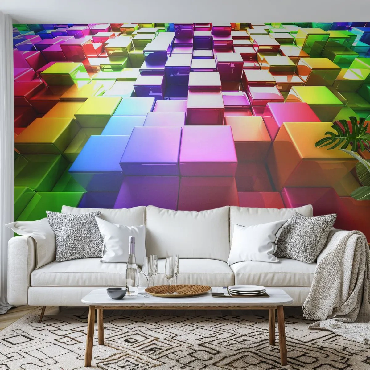 Fotomurali Premium Canvas - Op Art insieme in squadra - Astrazione, Grafica, 3D - 200x140 cm