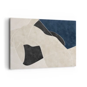 Quadro su tela - Stampe su Tela - Astrazione geometrica nei toni del beige e del blu navy - 100x70cm - Composizione astratta: il contrasto dei colori - Decorazione murale moderna per soggiorno e camera da letto ARTTOR