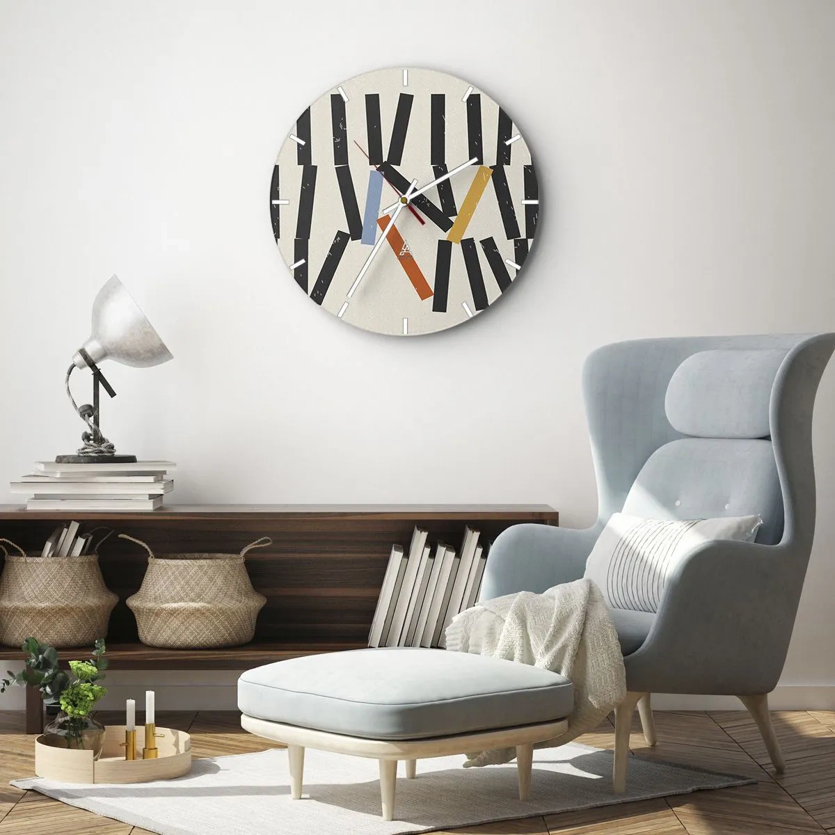 Orologio da parete - Orologio in Vetro - Composizione: domino - 40x40 cm