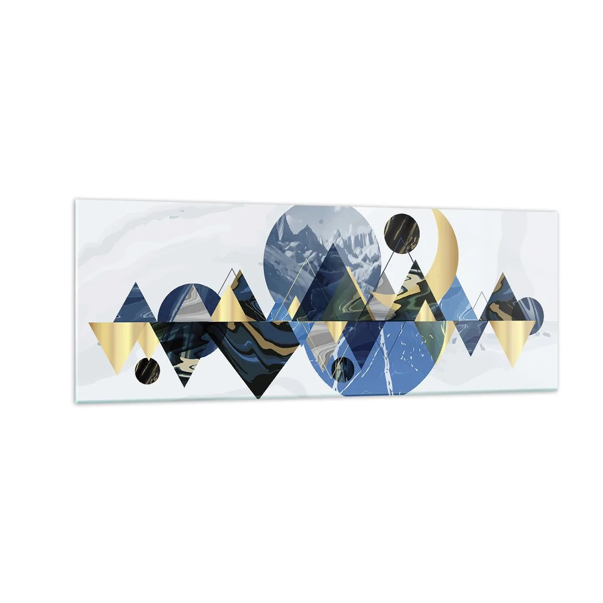 Quadro su vetro - Motivi geometrici astratti con motivi montani - 140x50cm - Paesaggio geometrico - Decorazione murale moderna per soggiorno e camera da letto ARTTOR