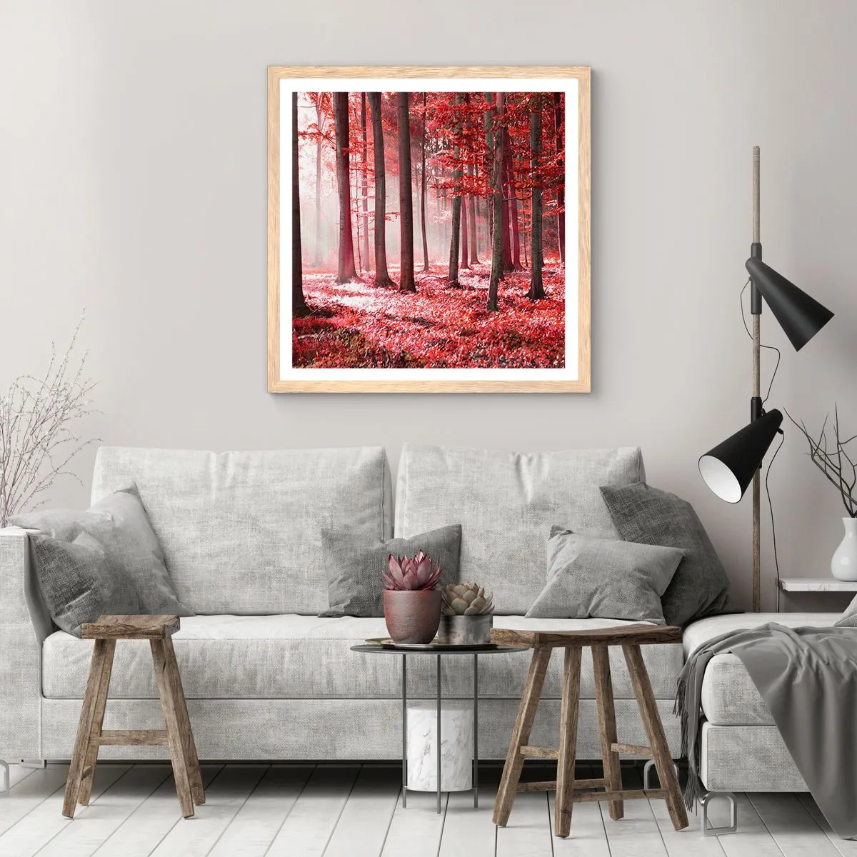 Poster in cornice rovere chiaro - Anche rosso è bello - 50x50 cm