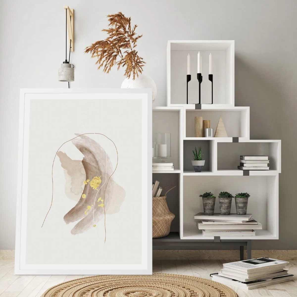 Poster in cornice bianca - Incontro nello spazio - 61x91 cm