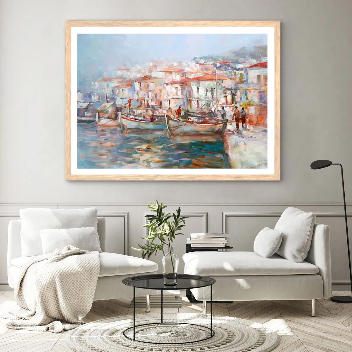 Poster in cornice rovere chiaro - Vacanze in pastello - 100x70 cm