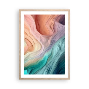 Poster in cornice rovere chiaro - Onda arcobaleno - 50x70 cm
