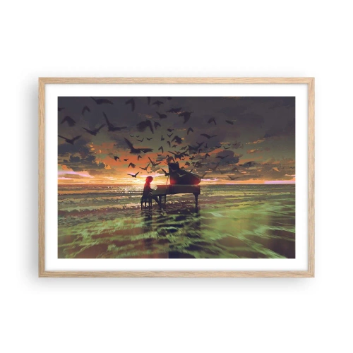 Poster in cornice rovere chiaro - Concerto per pianoforte e onde - 70x50 cm