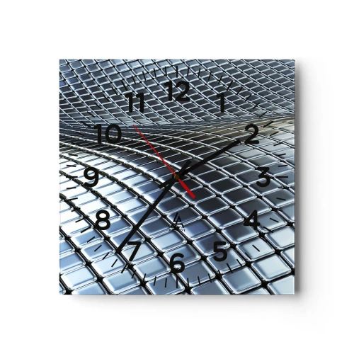 Orologio da parete - Orologio in Vetro - Onda metallica argentea - 30x30 cm