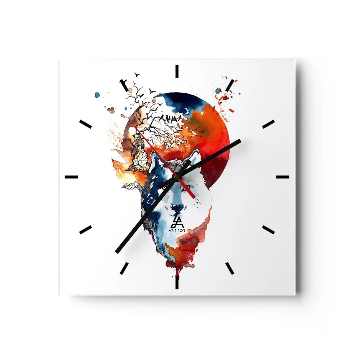Orologio da parete - Orologio in Vetro - Naso a naso con la notte - 40x40 cm