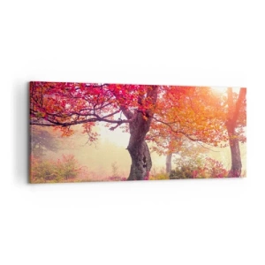 Quadro su tela - Stampe su Tela - Paesaggio autunnale con alberi dai colori intensi - 120x50cm - L'esplosione della fioritura - Decorazione murale moderna per soggiorno e camera da letto ARTTOR