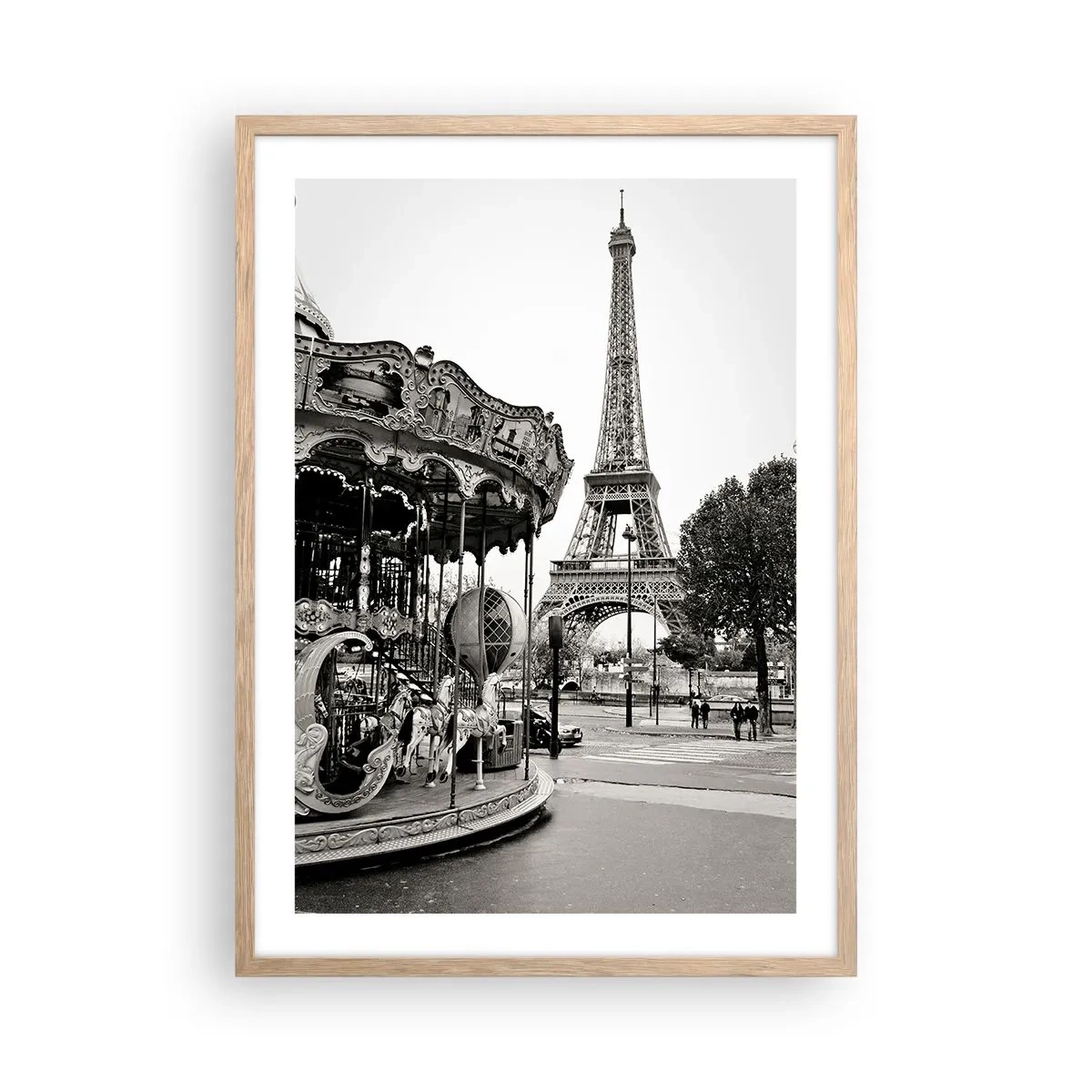 Poster in cornice rovere chiaro - Se divertimento, solo a Parigi - 50x70 cm