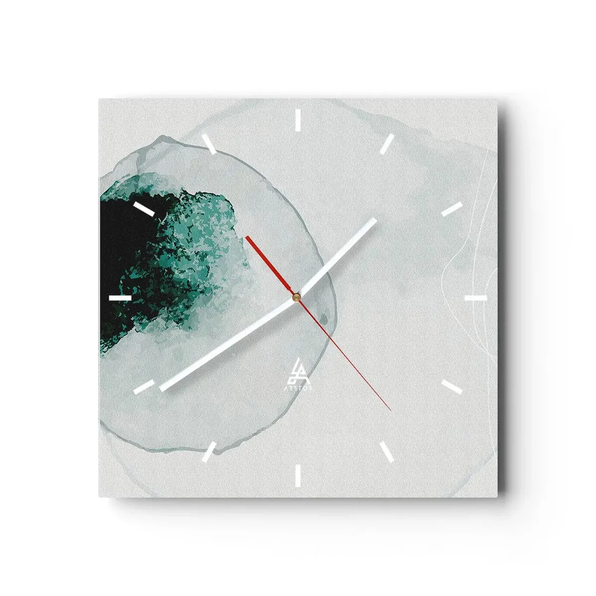 Orologio da parete - Orologio in Vetro - Goccia d'acqua astratta con sfumature di verde e nero - 30x30cm - In una goccia d'acqua - Decorazione murale moderna per soggiorno e camera da letto ARTTOR