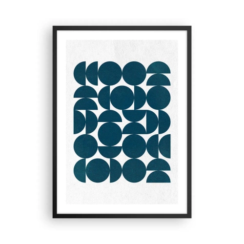 Poster in cornice nera - Composizione geometrica con cerchi blu - 50x70cm - Cerchi e semicerchi - Decorazione murale moderna per soggiorno e camera da letto ARTTOR