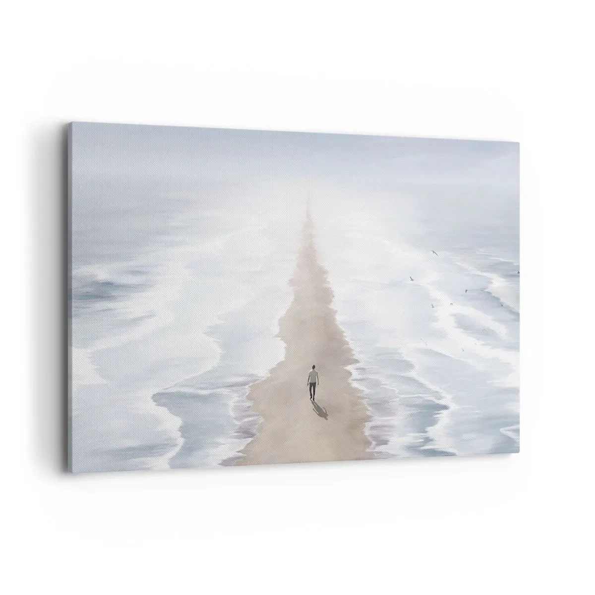 Quadro su tela - Stampe su Tela - Una figura su una strada solitaria in mezzo a un vasto paesaggio acquatico - 120x80cm - Un futuro luminoso - Decorazione murale moderna per soggiorno e camera da letto ARTTOR