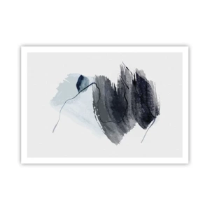 Poster - Composizione astratta nei toni del grigio e del blu - 100x70cm - Intensità e movimento - Decorazione murale moderna per soggiorno e camera da letto ARTTOR