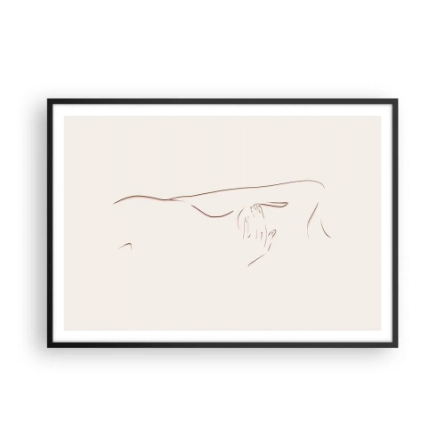 Poster in cornice nera - Un disegno lineare e sottile di una silhouette su uno sfondo chiaro - 100x70cm - La forma del desiderio - Decorazione murale moderna per soggiorno e camera da letto ARTTOR