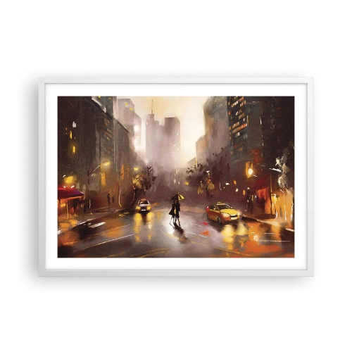 Poster in cornice bianca - Nelle luci di New York - 70x50 cm