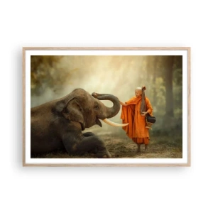 Poster in cornice rovere chiaro - Incontro nel viaggio - 100x70 cm