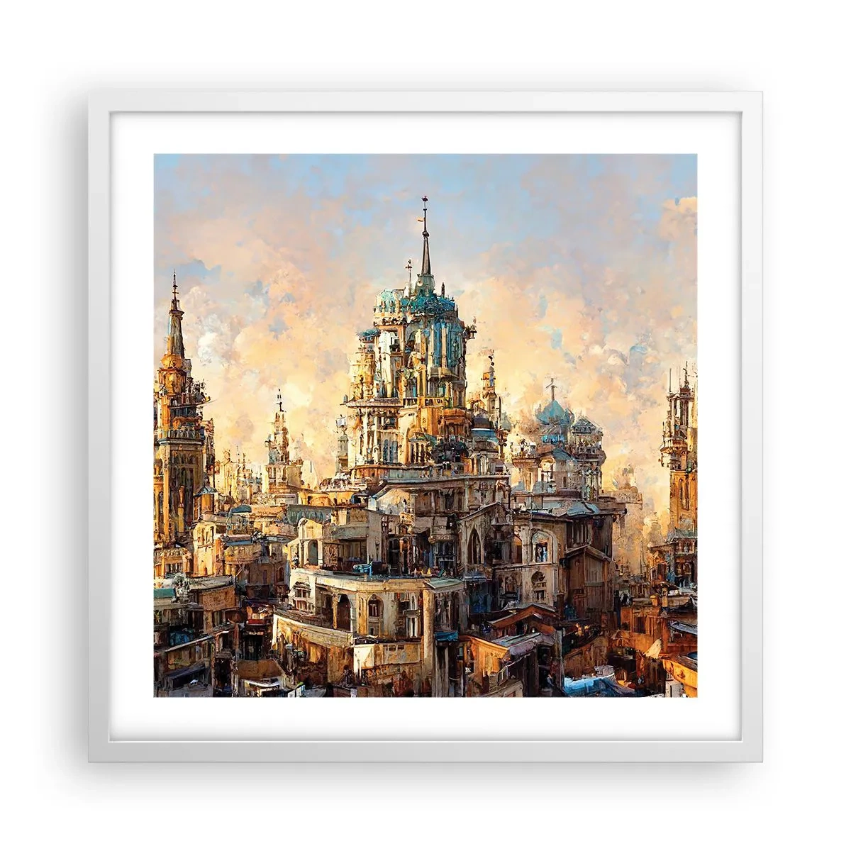 Poster in cornice bianca - La città delle città - 50x50 cm