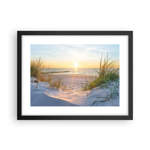 Poster in cornice nera - Rumore del mare, uccelli che cantano, spiaggia selvatica tra i cespugli... - 40x30 cm