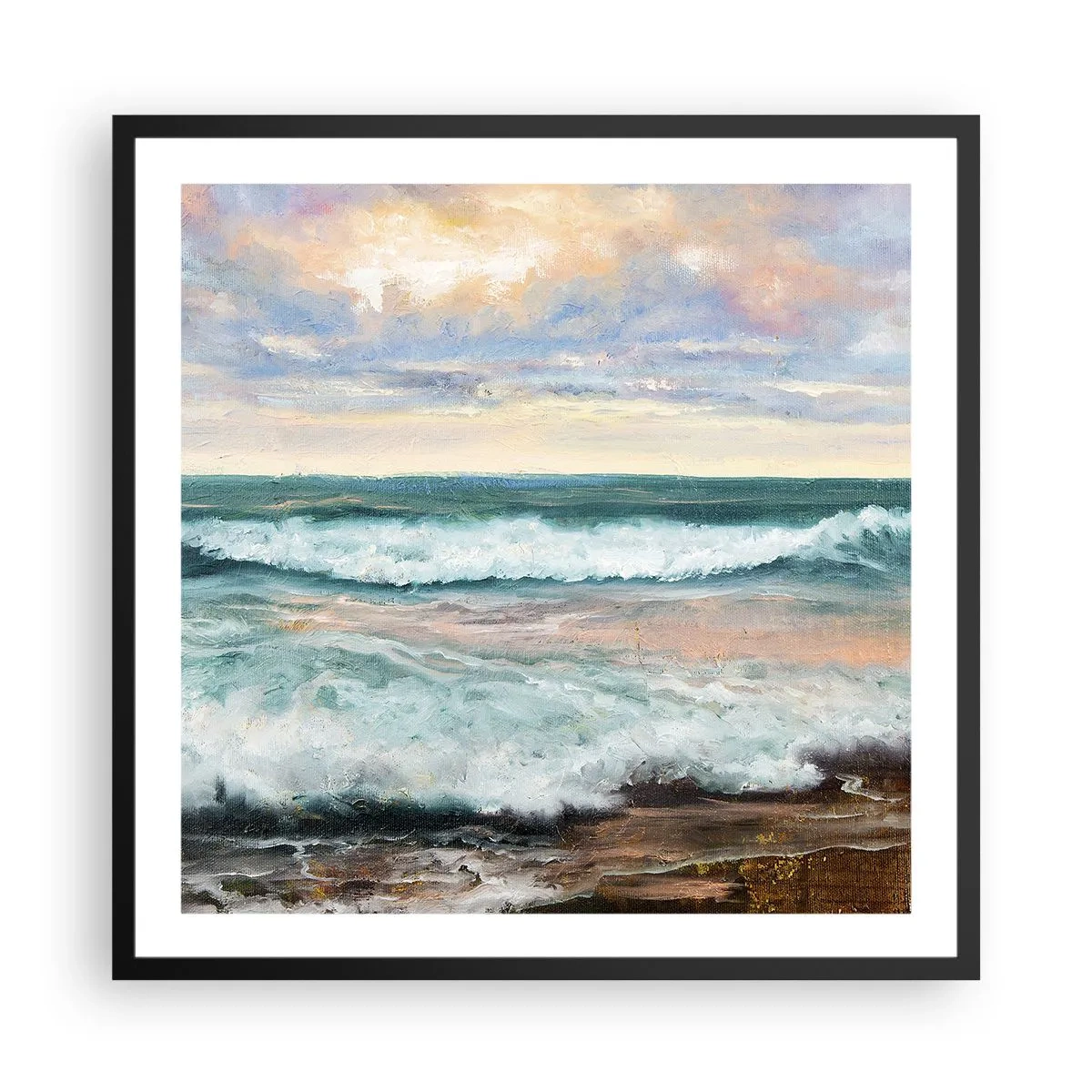 Poster in cornice nera - Dove l'anima si calma - 60x60 cm