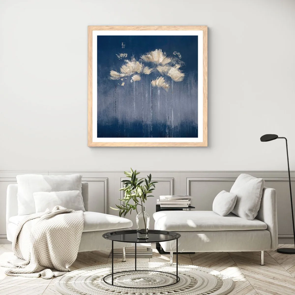 Poster in cornice rovere chiaro - Come petali al vento - 40x40 cm