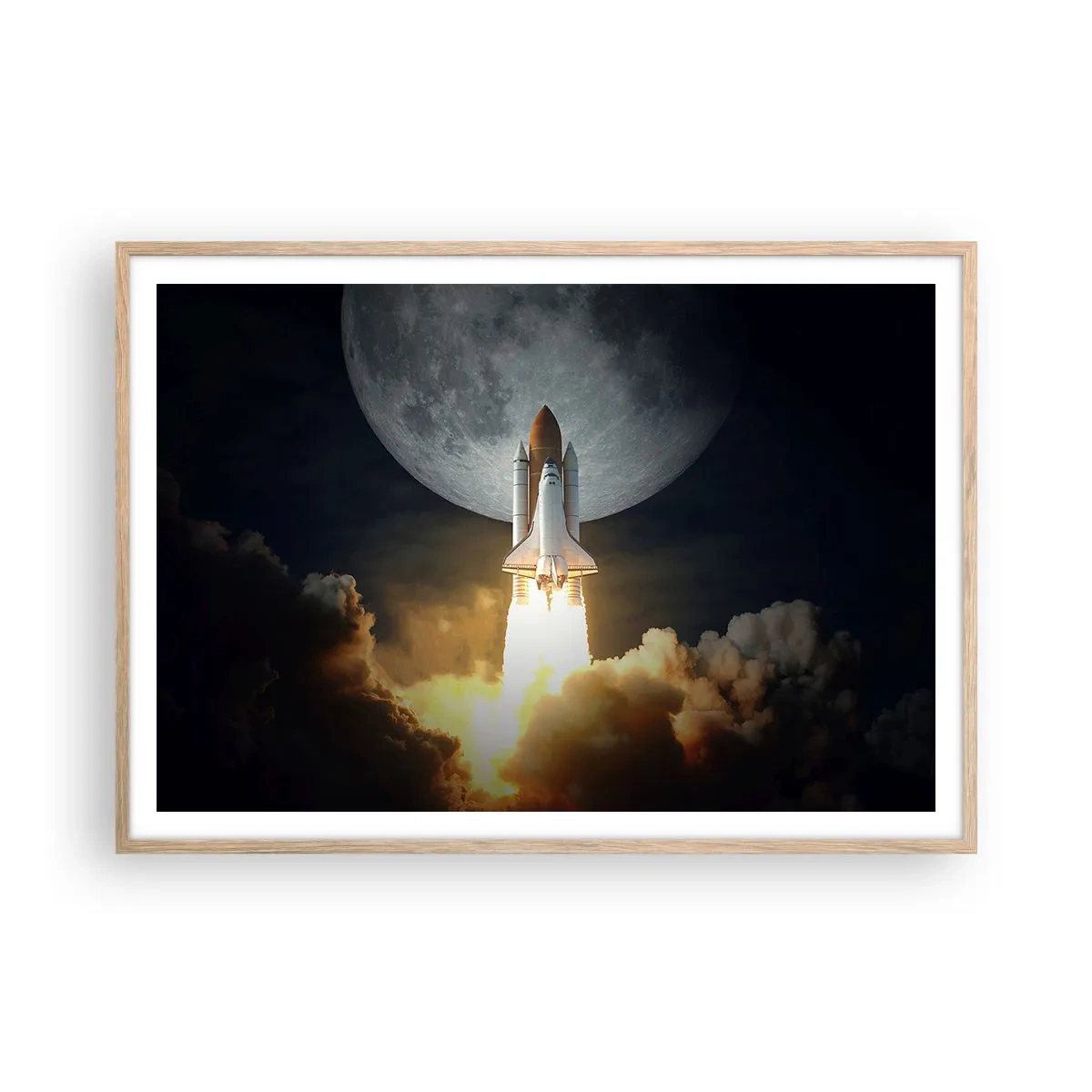 Poster in cornice rovere chiaro - L'inizio di un'avventura spaziale - 100x70 cm
