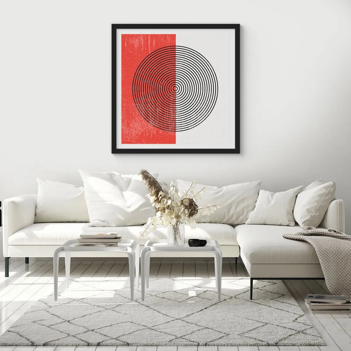 Poster in cornice nera - Dritto al centro - 40x40 cm