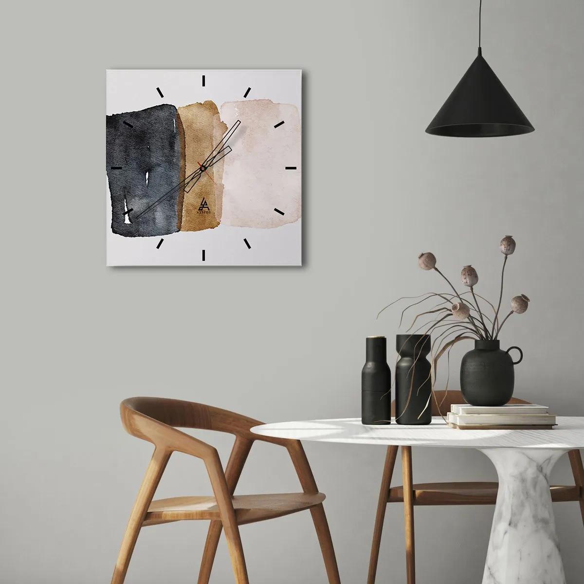 Orologio da parete - Orologio in Vetro - Composizione di colori della terra - 40x40 cm