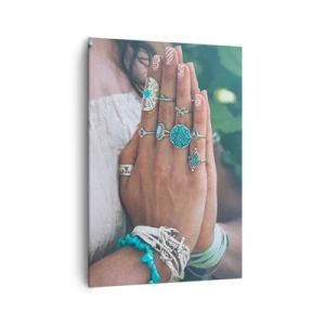 Quadro su tela - Stampe su Tela - Mani decorate con gioielli boho - 70x100cm - Benvenuto al centro dell'essere - Decorazione murale moderna per soggiorno e camera da letto ARTTOR